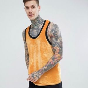 New, ASOS oversized longline tank.S, yellow velour